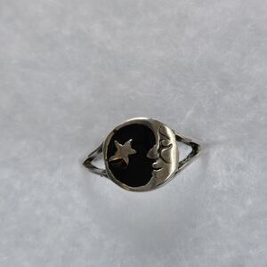 Silver Moon and Star Ring